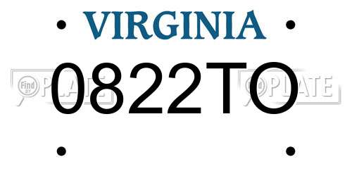 0822TO Virginia License Plate