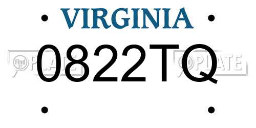 0822TQ Virginia License Plate
