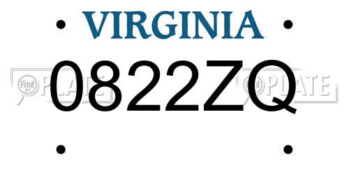 0822ZQ Virginia License Plate