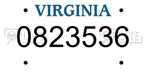 0823536 Virginia License Plate