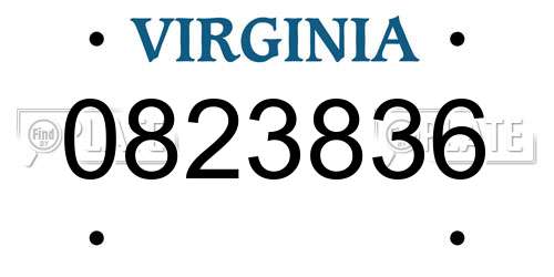 0823836 Virginia License Plate