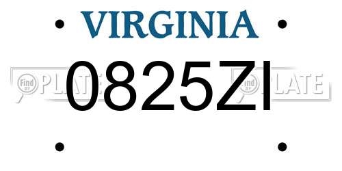 0825ZI Virginia License Plate