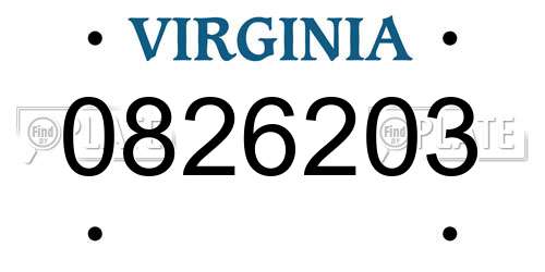 0826203 Virginia License Plate