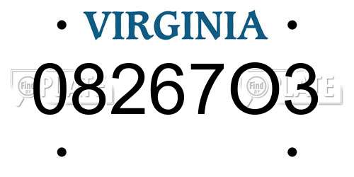 08267O3 Virginia License Plate