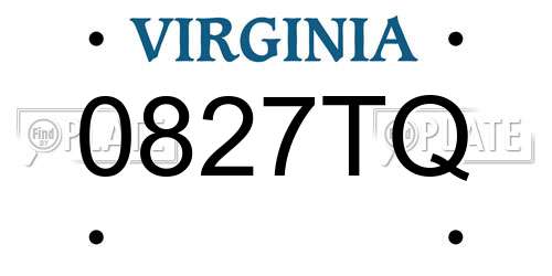 0827TQ Virginia License Plate