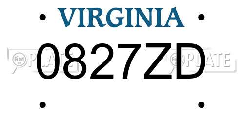 0827ZD Virginia License Plate