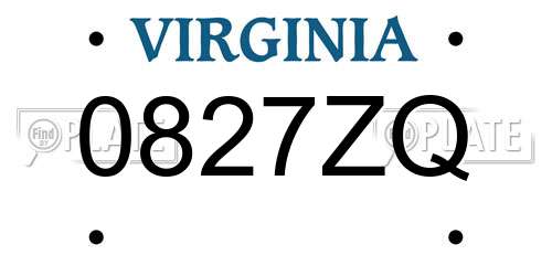 0827ZQ Virginia License Plate
