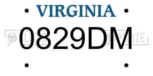 0829DM Virginia License Plate