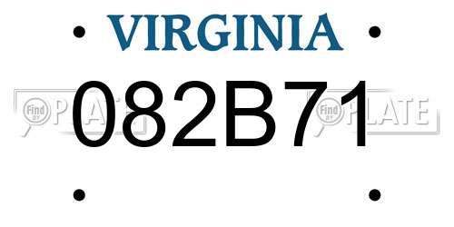 082B71 Virginia License Plate