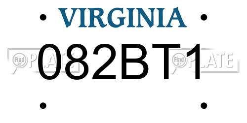 082BT1 Virginia License Plate