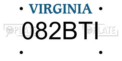 082BTI Virginia License Plate