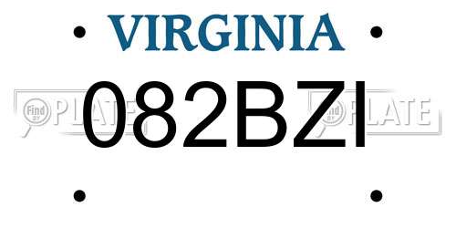 082BZI Virginia License Plate