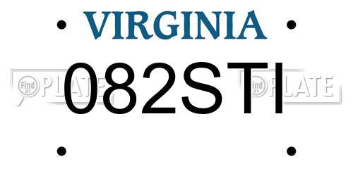 082STI Virginia License Plate