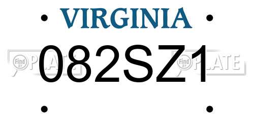 082SZ1 Virginia License Plate