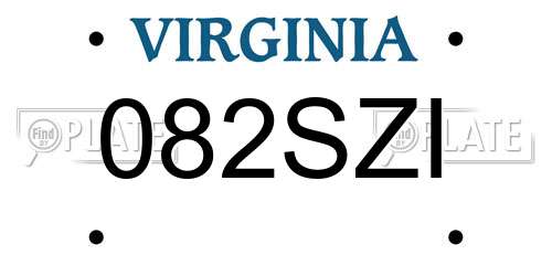082SZI Virginia License Plate