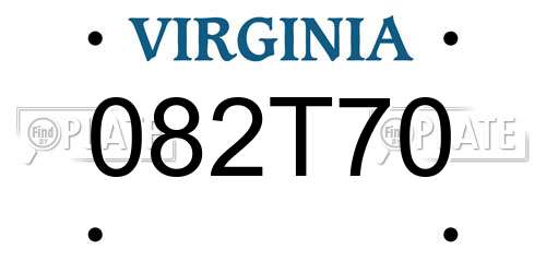 082T70 Virginia License Plate