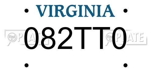 082TT0 Virginia License Plate