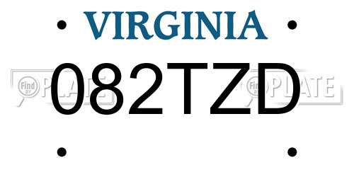 082TZD Virginia License Plate