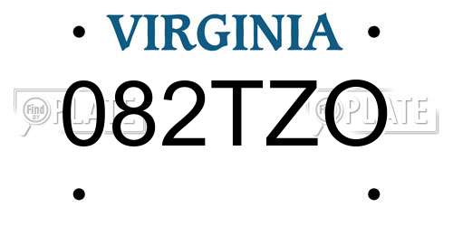 082TZO Virginia License Plate