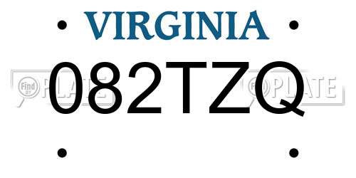 082TZQ Virginia License Plate