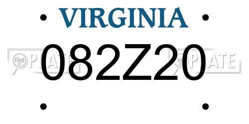 082Z20 Virginia License Plate