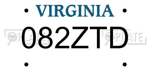 082ZTD Virginia License Plate