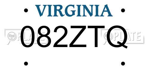 082ZTQ Virginia License Plate