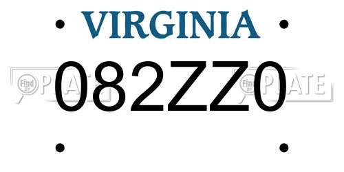 082ZZ0 Virginia License Plate
