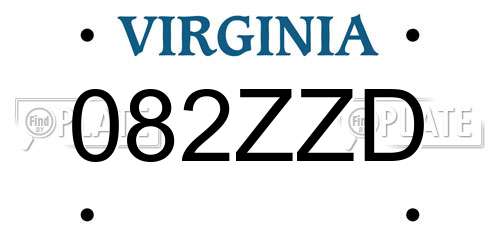 082ZZD Virginia License Plate