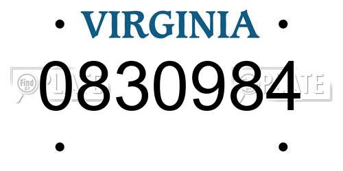 0830984 Virginia License Plate