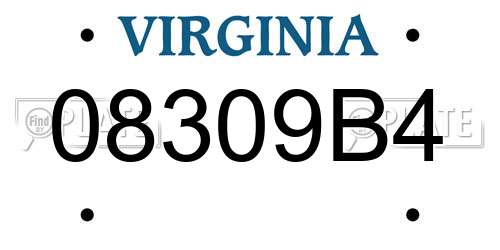 08309B4 Virginia License Plate