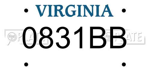 0831BB Virginia License Plate