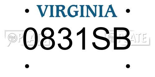 0831SB Virginia License Plate