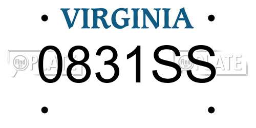 0831SS Virginia License Plate