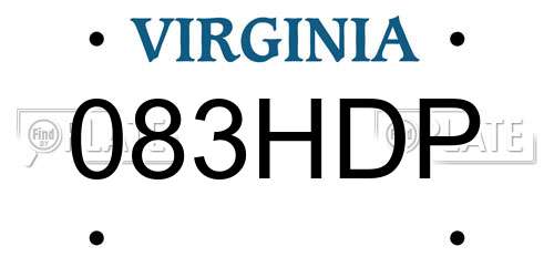 083HDP Virginia License Plate