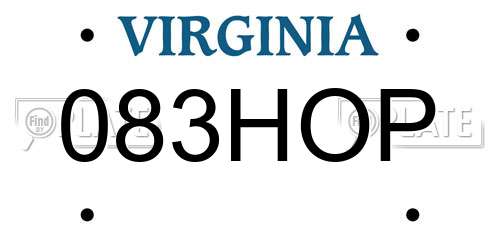 083HOP Virginia License Plate