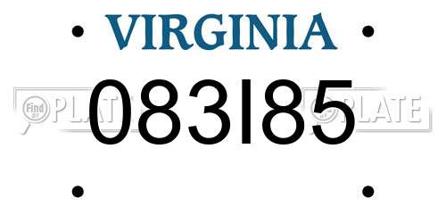 083I85 Virginia License Plate