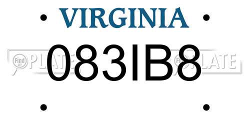 083IB8 Virginia License Plate
