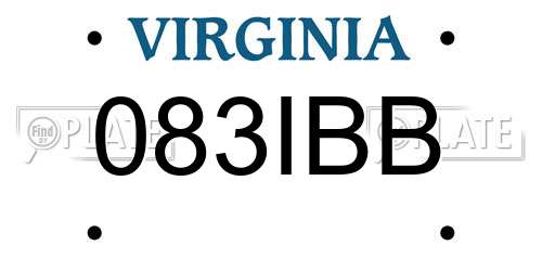 083IBB Virginia License Plate