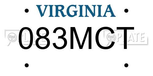 083MCT Virginia License Plate