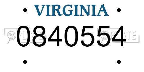 0840554 Virginia License Plate