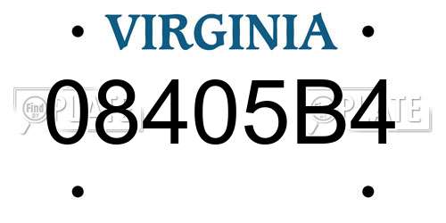08405B4 Virginia License Plate