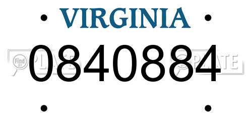 0840884 Virginia License Plate