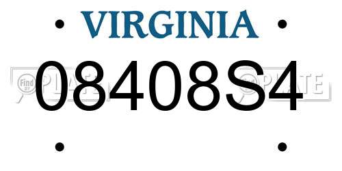 08408S4 Virginia License Plate