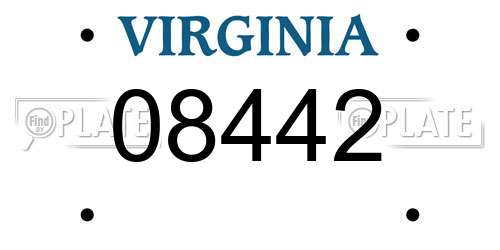 08442 Virginia License Plate