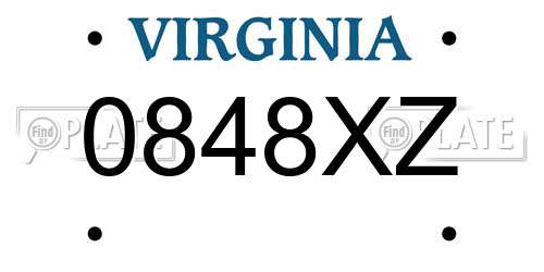 0848XZ Virginia License Plate