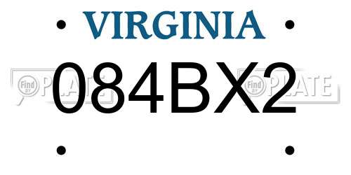 084BX2 Virginia License Plate