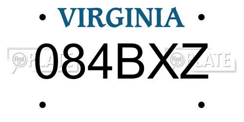 084BXZ Virginia License Plate