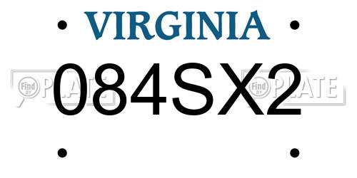 084SX2 Virginia License Plate