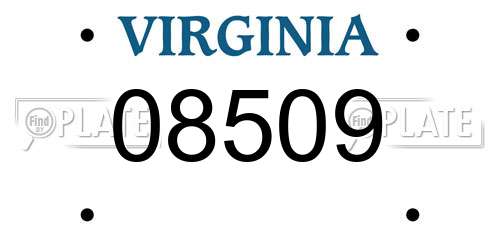 08509 Virginia License Plate